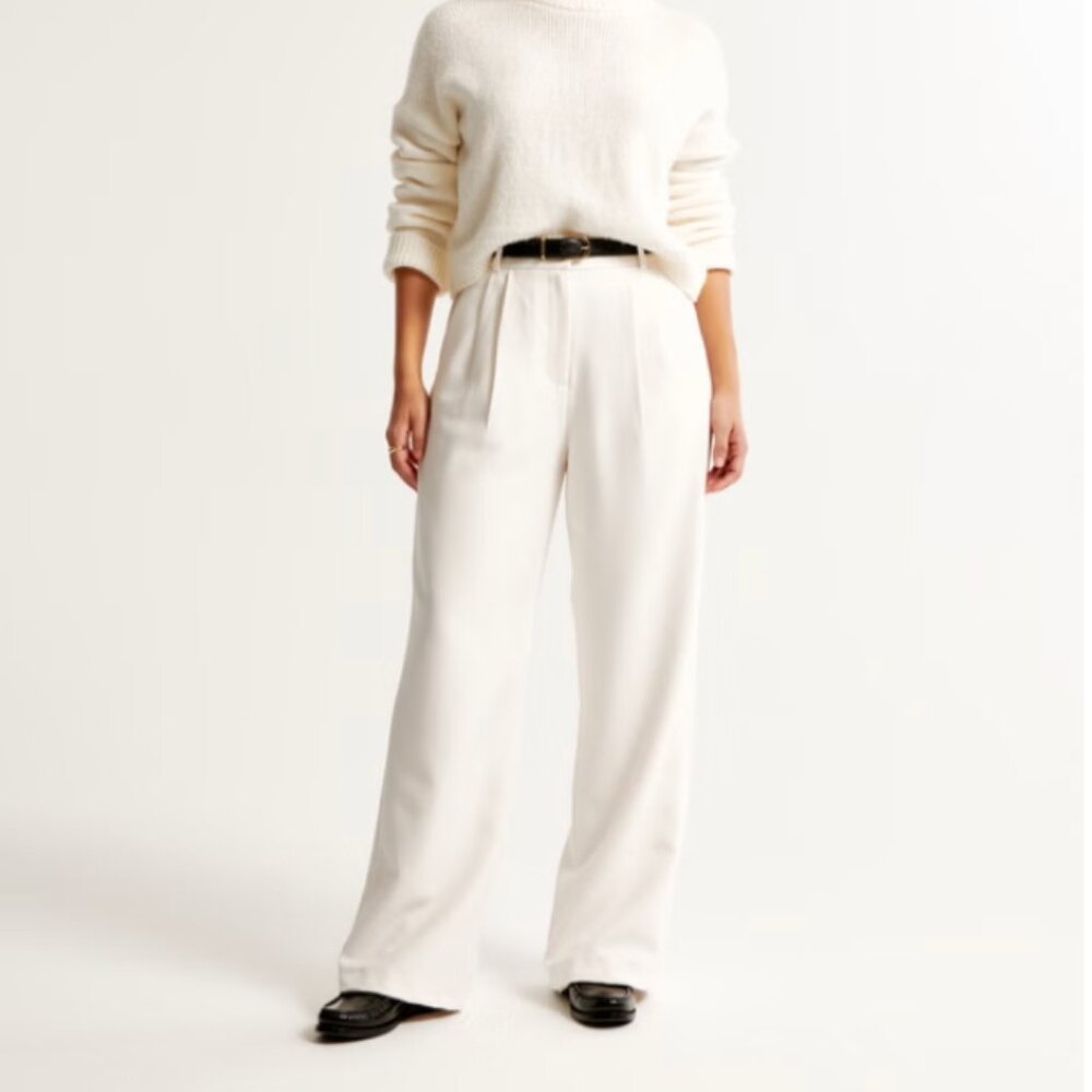 Abercrombie & Fitch Cream Sloan Curve Love Pants - Size 33/16 - Picture 7 of 11